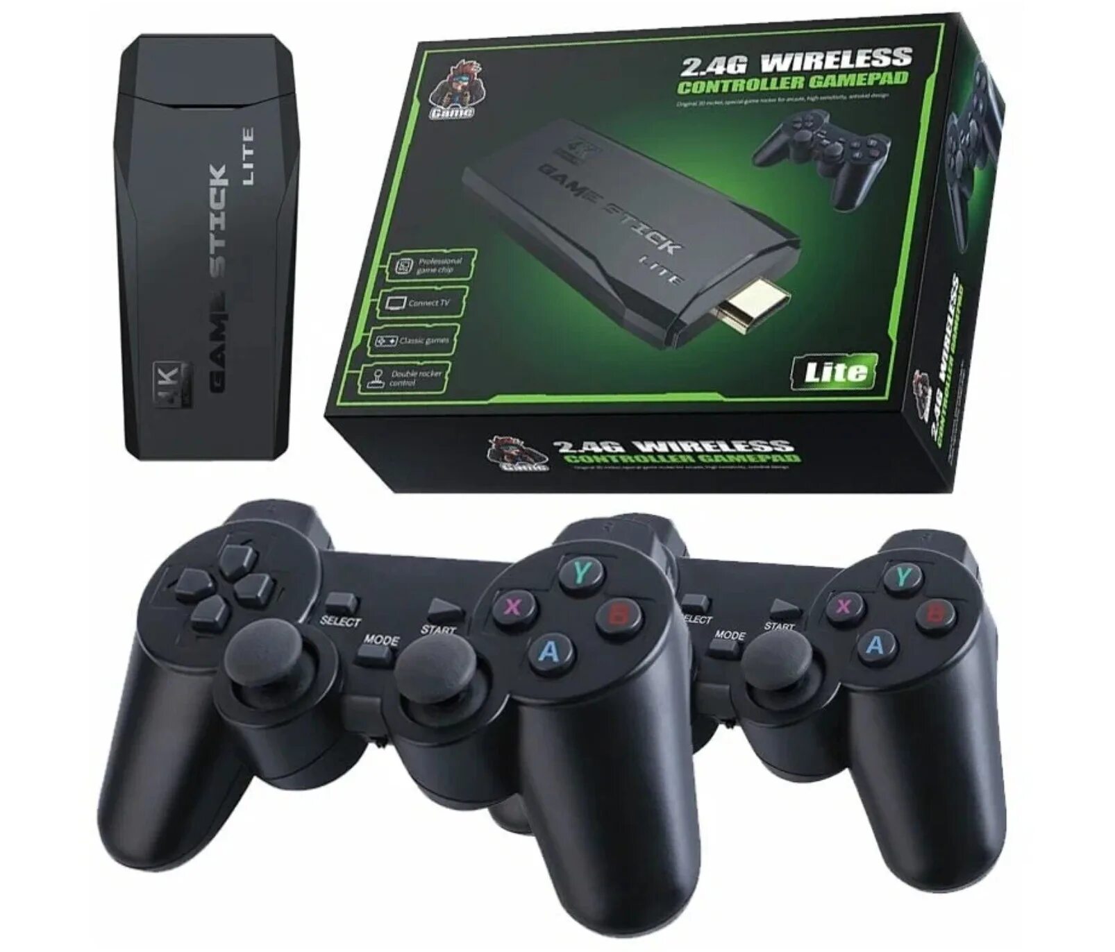 Game stick lite как подключить к компьютеру Портативная игровая консоль 2.4G Wireless Controllers Gamepad 64ГБ приставка M8 