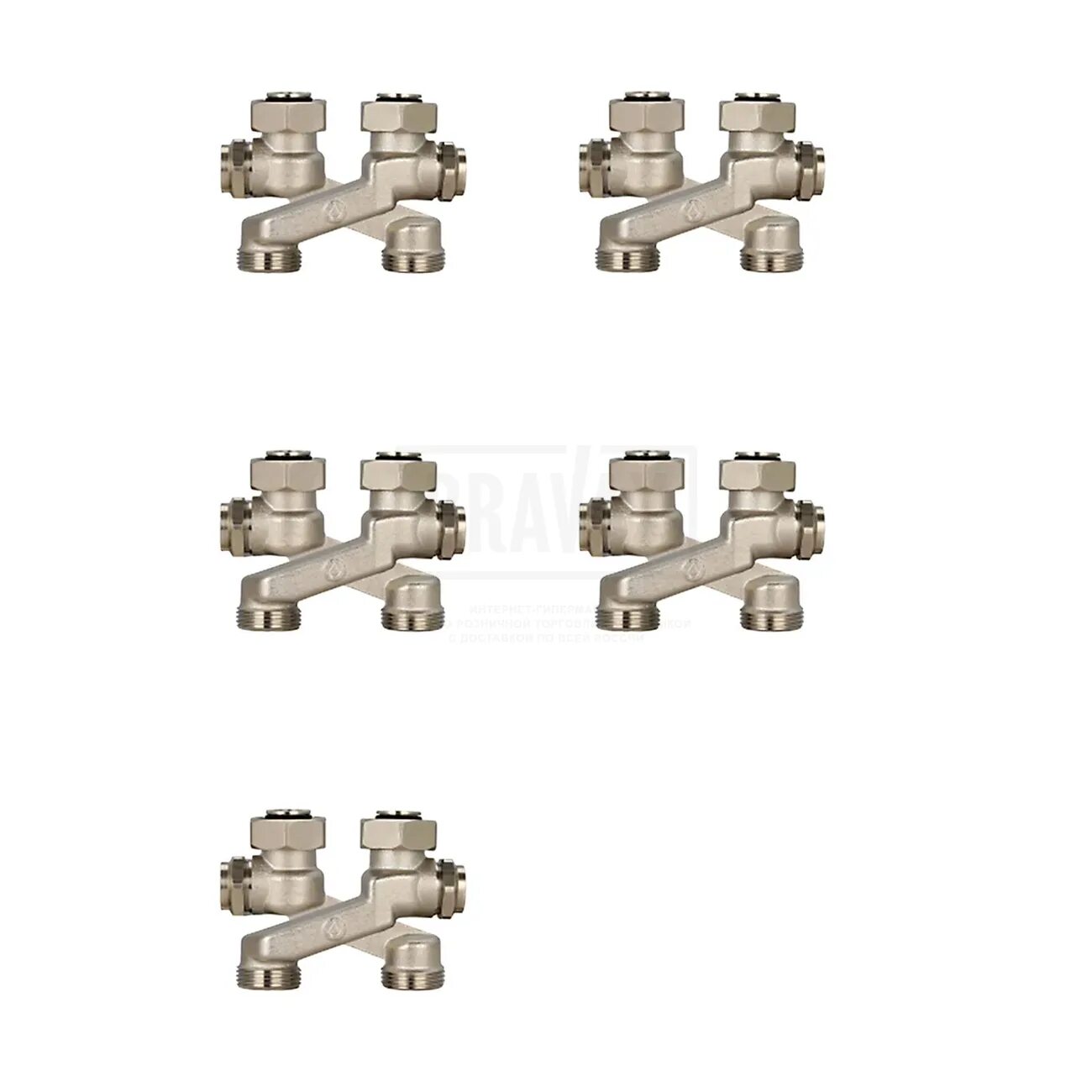 Gappo узел нижнего подключения Узел нижнего подключения радиатора Х-образный Gappo G269.05 3/4"х3/4"EK уп. 5 шт