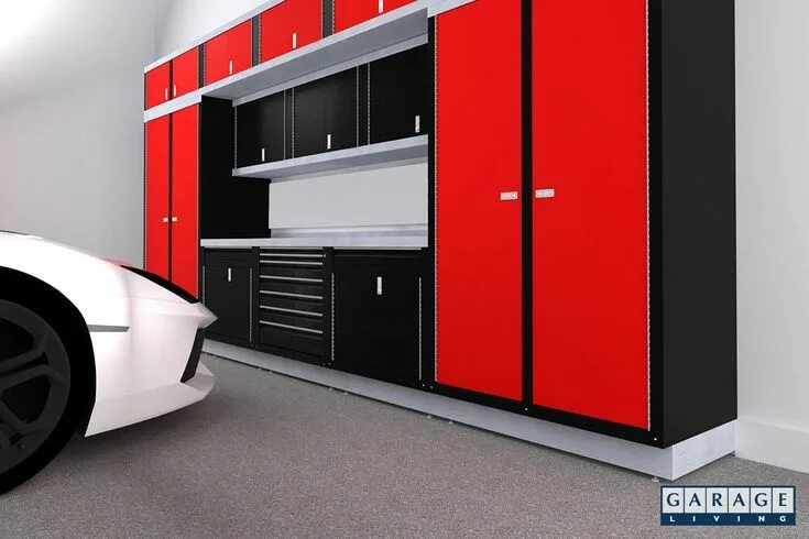Garage красная ул 78 фото Red garage cabinets by Hailey Garage cabinets, Garage cabinet systems, Tall cabi
