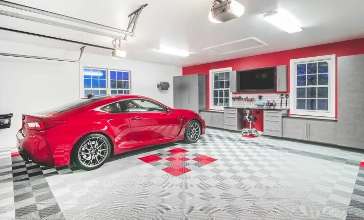 Garage красная ул 78 фото Red and silver color schemes bring masculinity to this #garage. Garage storage s