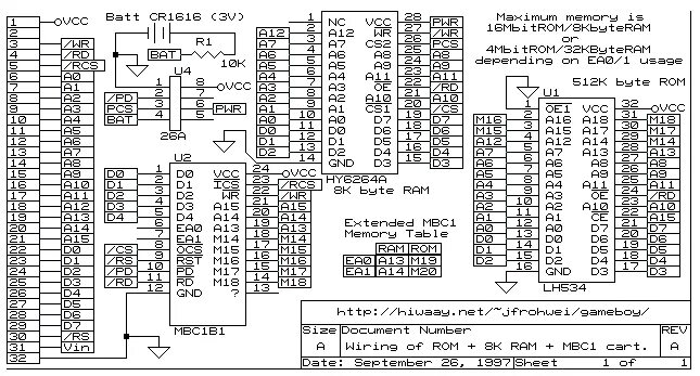 Gbc100 p11 1 схема подключения GameBoy ROM + RAM + MBC1 Cart Schematic-Download-FMUSER Универсальный поставщик 