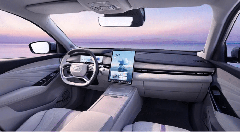 Geely preface 2024 интерьер Geely показала изображения нового гибридного седана дешевле $20 000