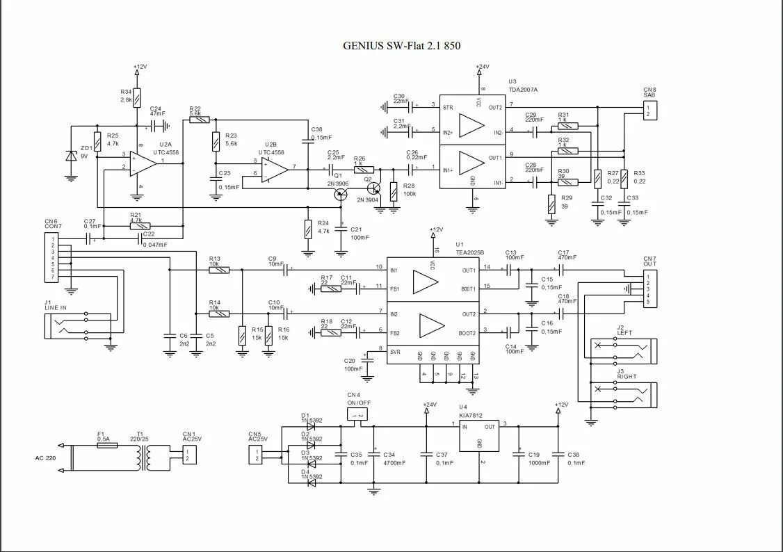 Genius схема усилителя Картинки СХЕМА КОЛОНКИ GENIUS