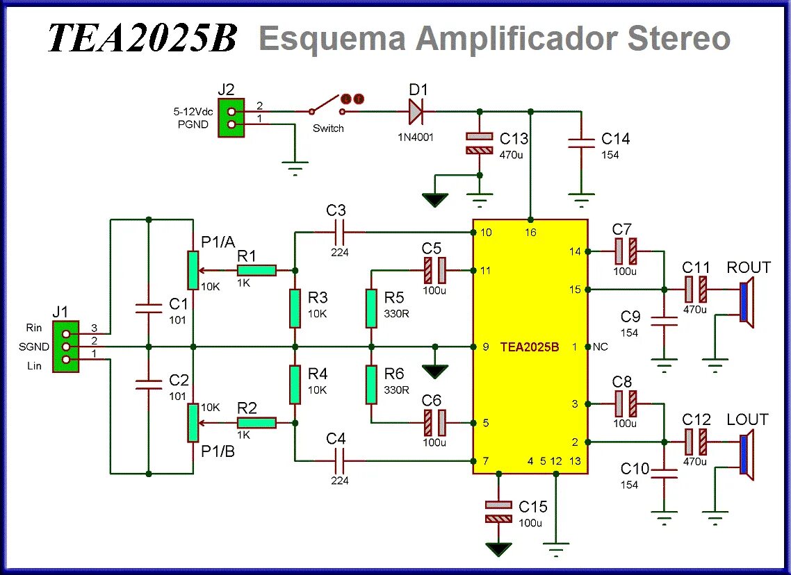 Genius схема усилителя Circuito Integrado TEA2025B - Amplificador Estereo - Descuento Por Cantidad eBay