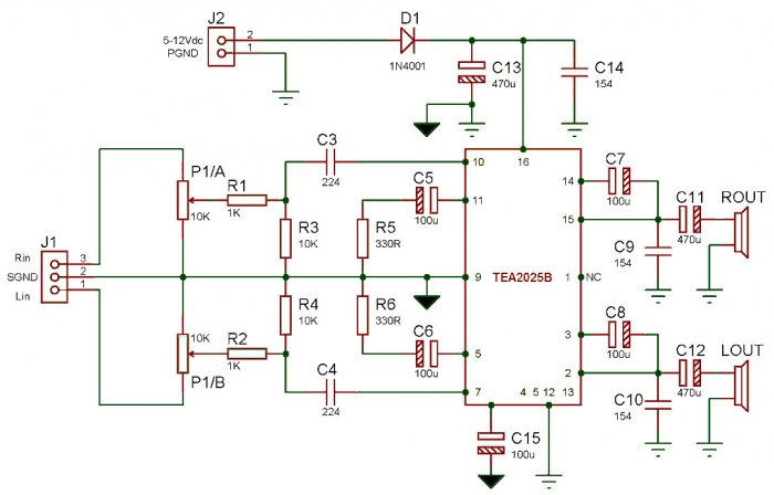 Genius схема усилителя TEA2025B Эта микросхема обеспечивает мощность на выходе 1-2 ватта Усилитель, Пла