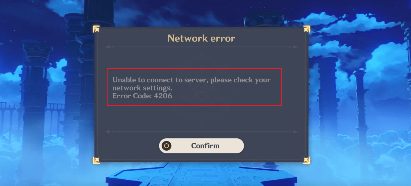 Genshin impact ошибка подключения Fix Genshin Impact Error Code 4206 - TechCult