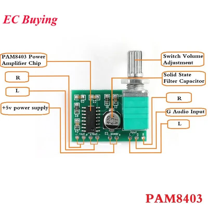 Gf1002 усилитель схема подключения Pam8403 Amplifier Board Mini 5v 8403 Digital Power Audio Amplifier Board Module 