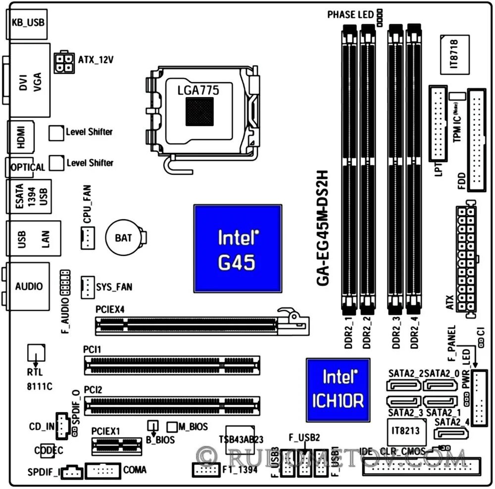 Gigabyte b760m подключение проводов Gigabyte GA-EG45M-DS2H (часть 3) GA-EG45M-DS2H 05 - Rudometov.COM