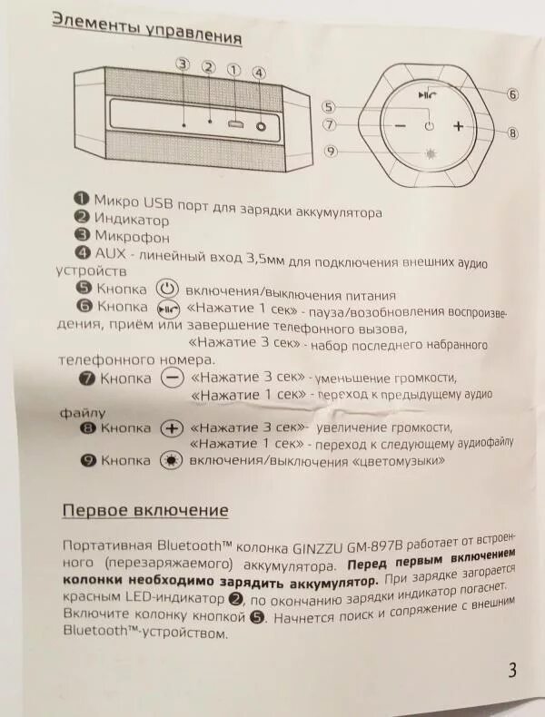 Ginzzu колонка bluetooth как подключить музыкальный светофор - обзор товара Колонка портативная Ginzzu GM-897B, 6Вт, чер