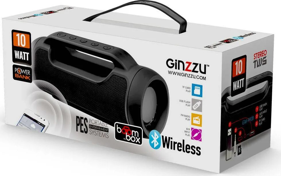 Ginzzu колонка bluetooth как подключить Портативная акустика 2.0 Ginzzu GM-990B - купить по цене от 1999 руб в интернет-