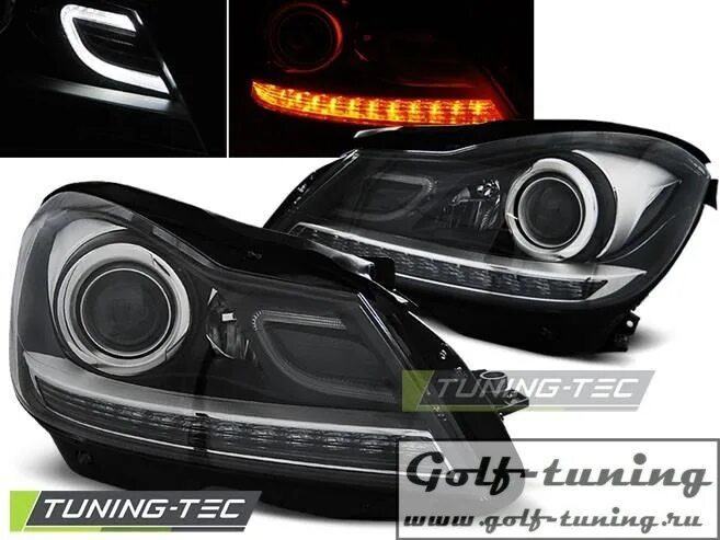 Gl фары тюнинг Mercedes W204 11-14 Фары с линзами Tuning-tec LPME87 - купить в Москве