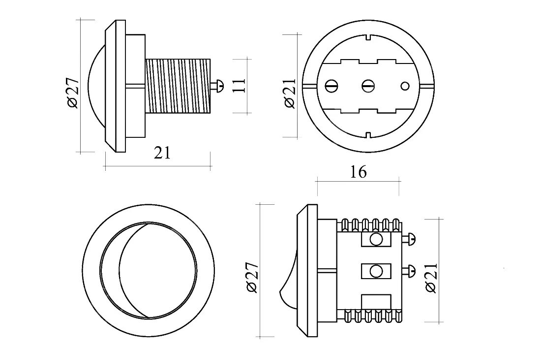 Gls выключатель мебельный схема подключения Выключатель кнопочный врезной мебельный d27 белый - Какаду Декор.ру
