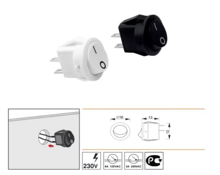 Gls выключатель мебельный схема подключения Мини выключатель 220 в для светильника врезной - фото