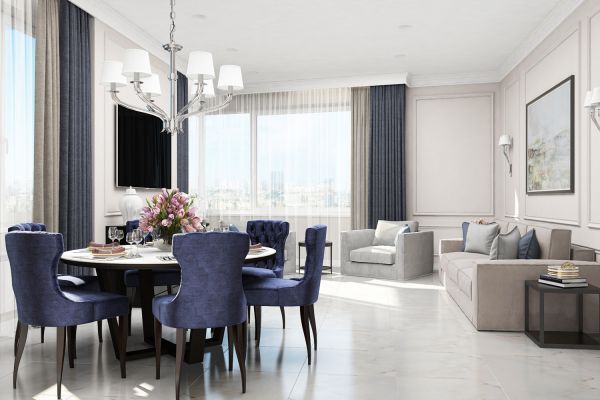 Gm interior дизайн студия Дизайн интерьера четырехкомнатной квартиры в стиле неоклассика с детскими, праче