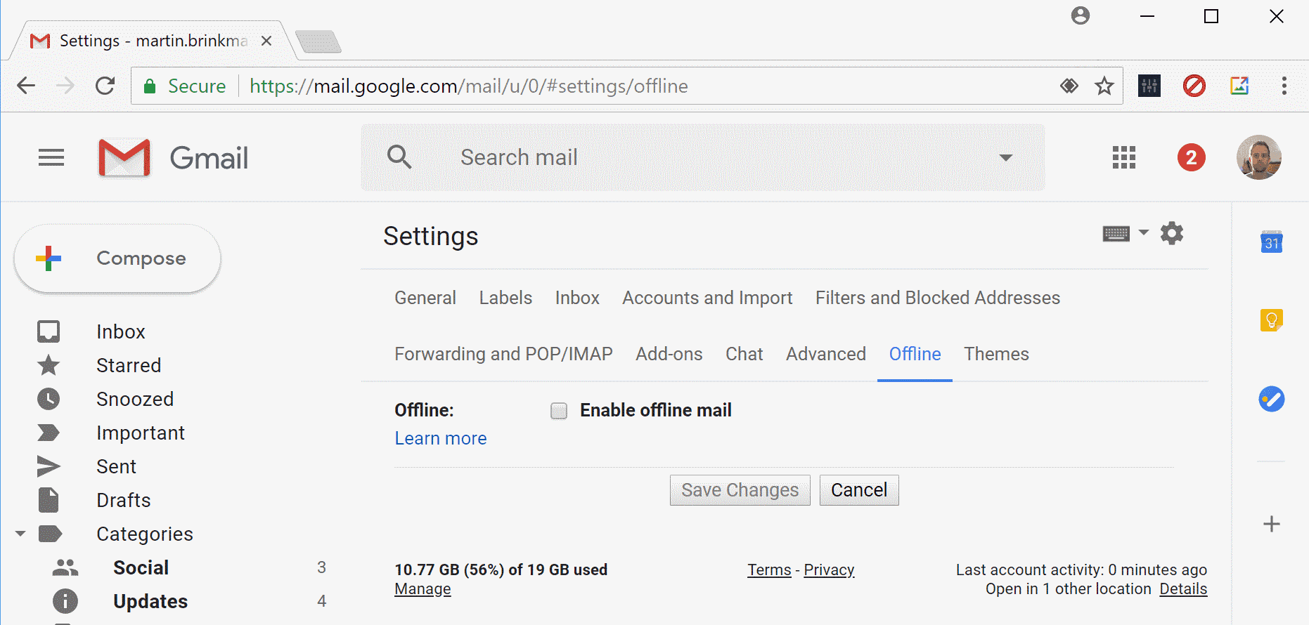 Gmail облако фото Configure Gmail offline mail - gHacks Tech News
