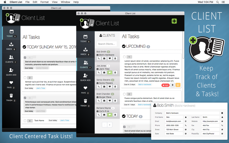 Go task деньги за фото отзывы Client List - The Simple Daily Todo List, Task & Contacts Manager at Mac App Sto
