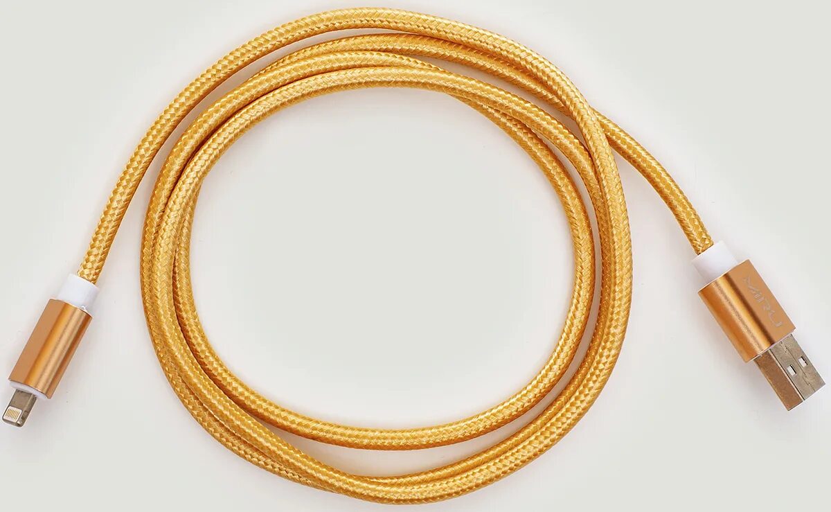 Gold шнур площадь маркина 5 фото Дата-кабель MIRU 2А, 1м, USB-8 pin, золотой, нейлон, купить в Вологде - INFOYAR 