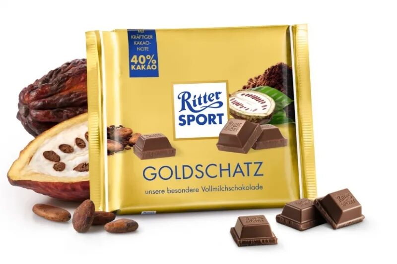 Goldschatz шоколад молочный 250г фото Шоколад Ritter Sport молочный GOLDSCHATZ 250 г 4,00042E+12 - купить по низкой це