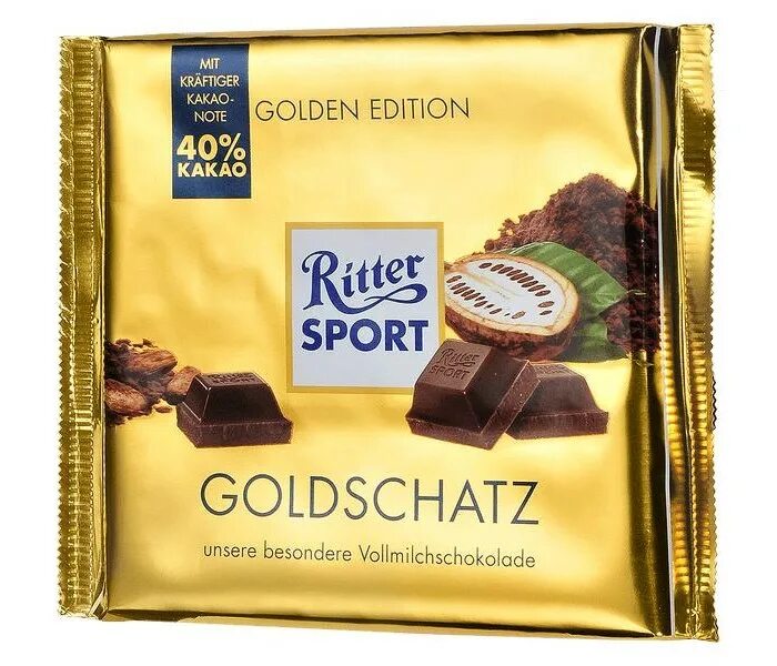 Goldschatz шоколад молочный 250г фото Ritter Sport Шоколад молочный Goldschatz 250 г - купить в Санкт-Петербурге в "Ак
