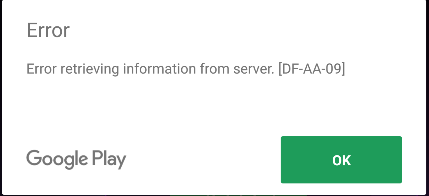 Google play ошибка подключения android - Google Play Store "Error retrieving information from server DF-AA-09" 