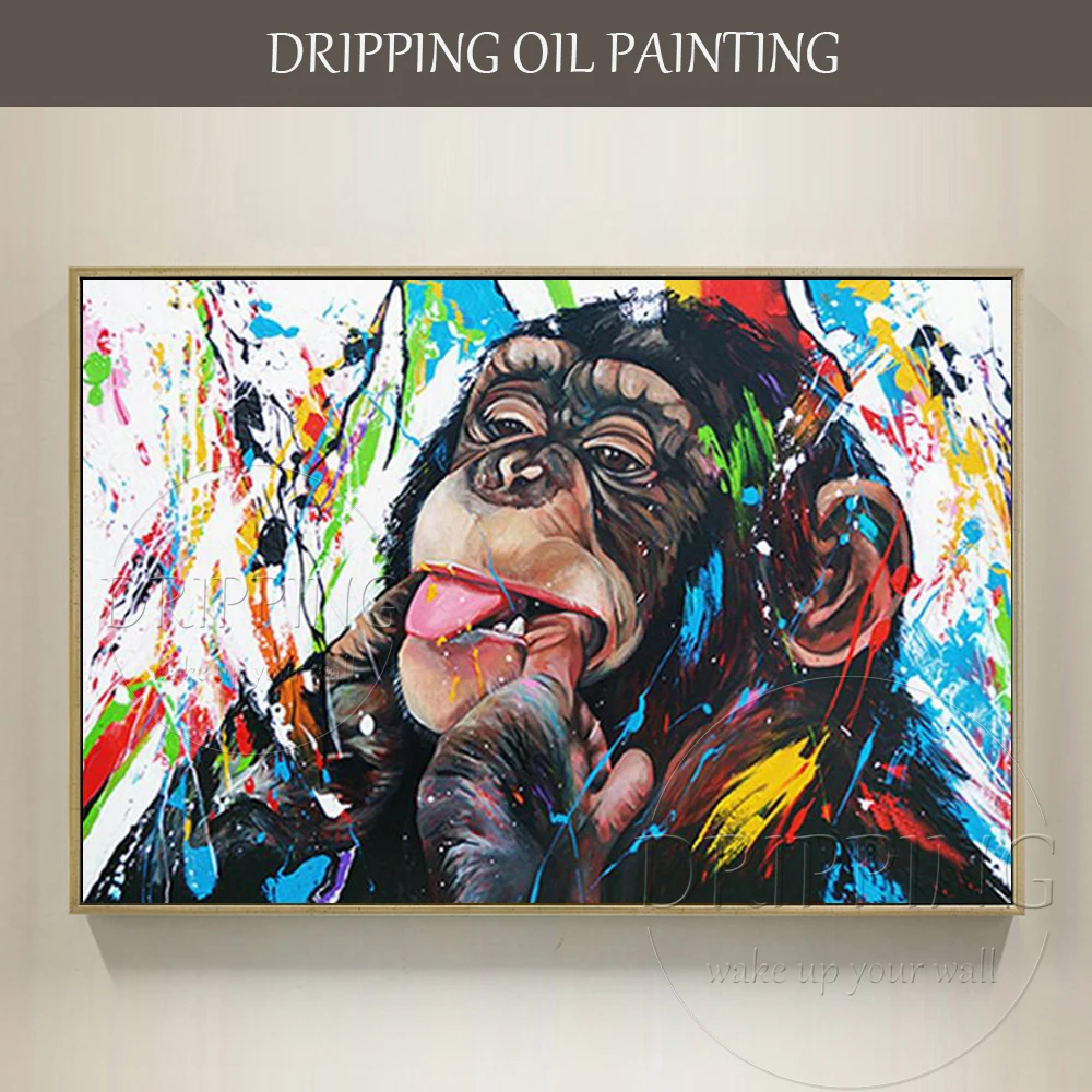 Gorilla oil ул калинина 25 фото Ручная роспись, забавное настенное искусство, милая картина маслом гориллы на хо