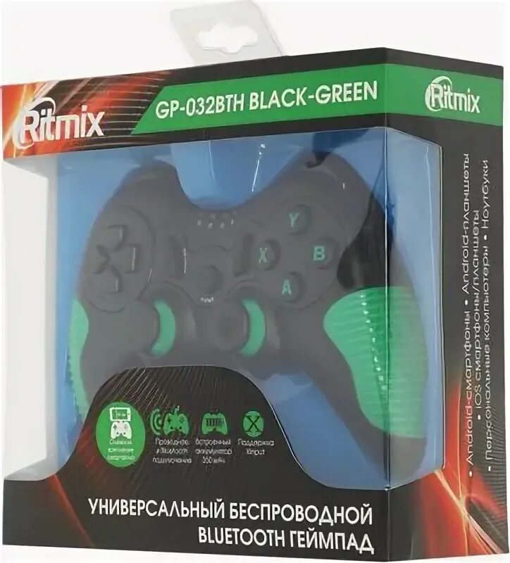 Gp 032bth как подключить к пк Геймпад беспроводной Ritmix GP-032BTH черный 80000203 - купить в Ситилинк 170206