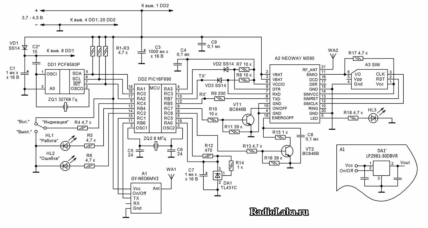 Gps своими руками схема GPS GSM Трекер RadioLaba.ru - программирование микроконтроллеров PIC