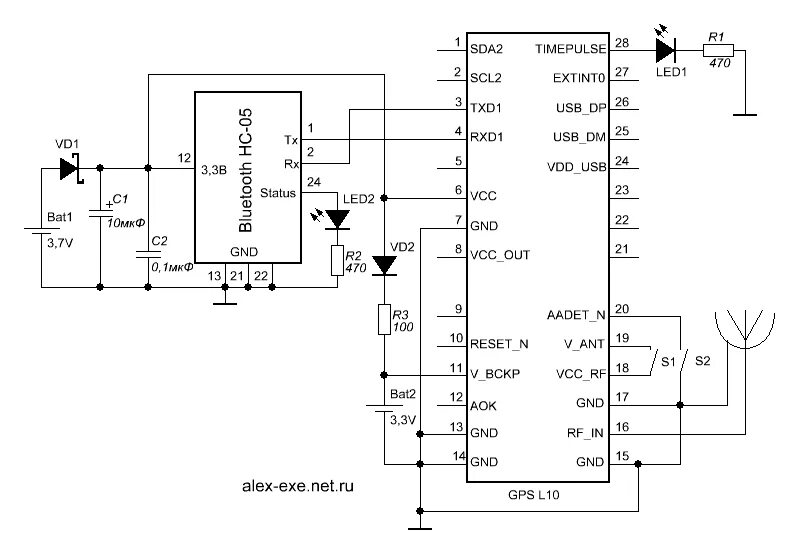 Gps своими руками схема Alex_EXE " GPS Bluetooth трекер с USB на базе L10 от Quecte