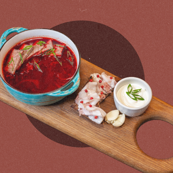 Granat new ул карла маркса 29 фото Борщ с говядиной, салом и бородинской гренкой