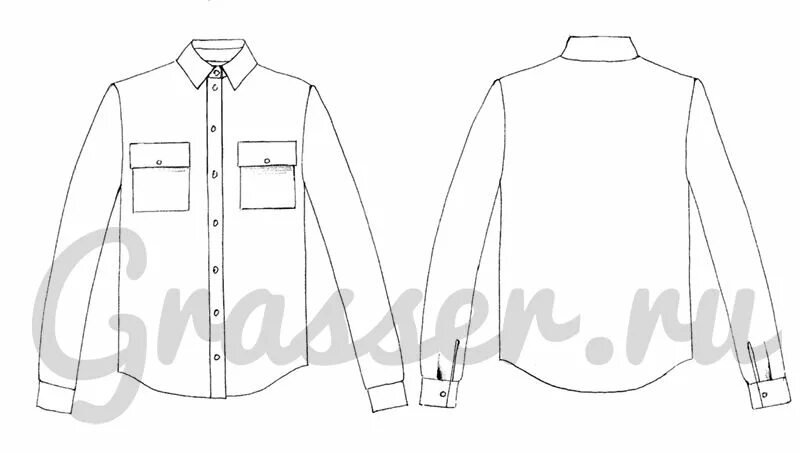 Grasser мужские выкройки Рубашка, выкройка № 104 купить on-line Выкройки, Рубашка