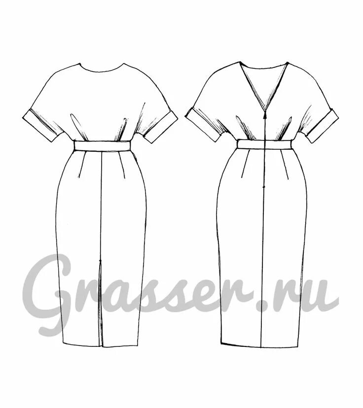 Grasser официальный сайт бесплатные выкройки Приталенное платье, с цельнокроенным рукавом, выкройка № 423 купить on-line Fash