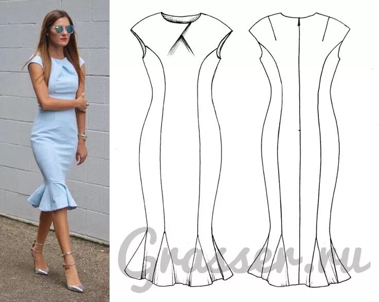 Grasser ru бесплатные выкройки Выкройка платья № 472, магазин выкроек grasser.ru #sewing_pattern #pattern #выкр