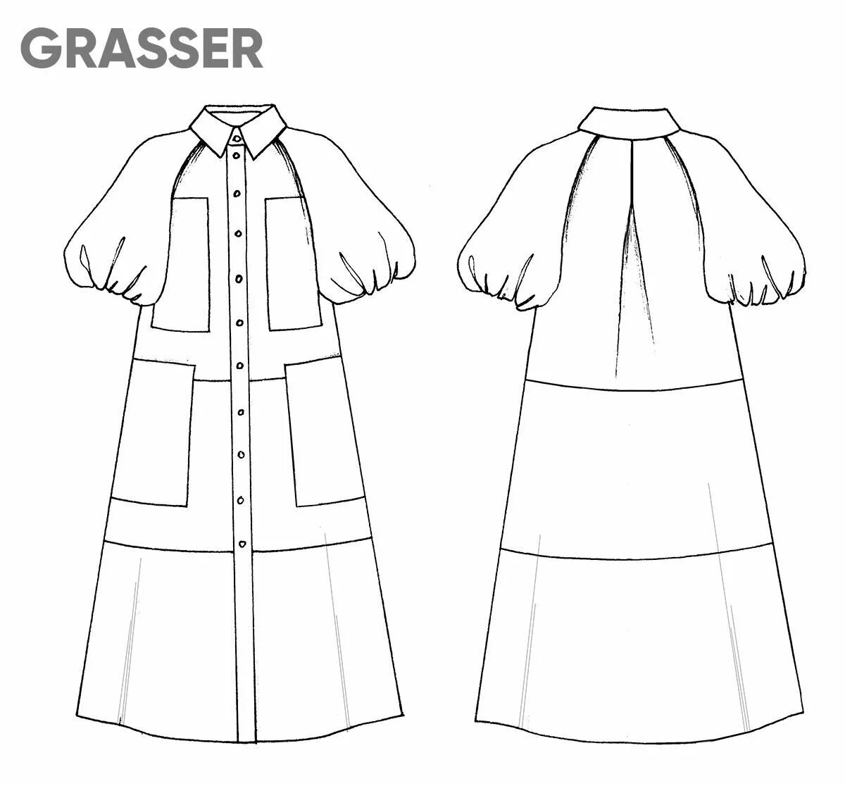 Grasser выкройки Dress, pattern № 762 buy online Types of sleeves pattern, Linen dress fabric, Dr