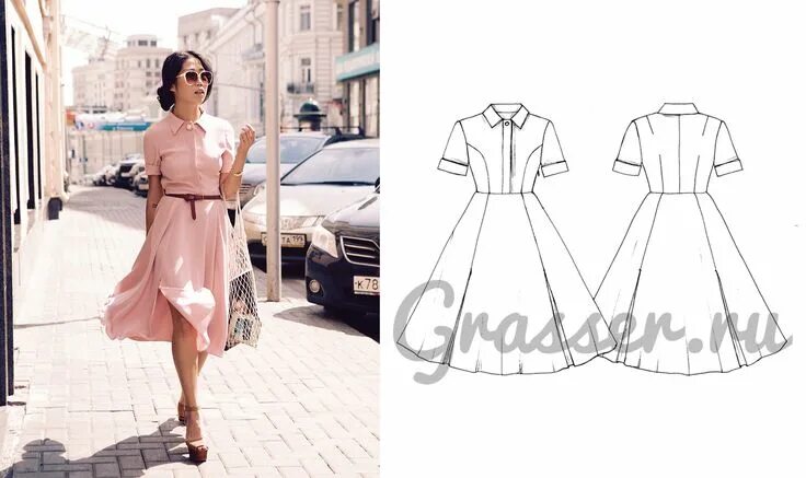 Grasser выкройки бесплатно на русском языке Летнее платье с юбкой-солнце, выкройка № 480 купить on-line Выкройки, Платья, Ле