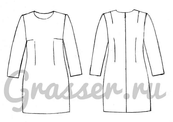 Grasser выкройки купить женской Базовые лекала больших размеров. Платье с втачным рукавом, выкройка № 570 купить