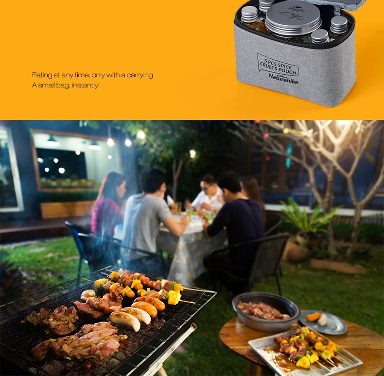 Grill центральная площадь 6 фото Naturehike Outdoor Camping Tableware Bbq Picnic 6 In 1 Seasoning Bottle Spice Ja