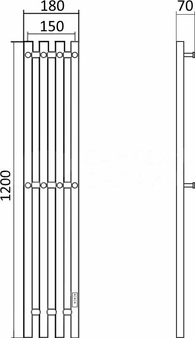 Grois полотенцесушитель электрический подключение Полотенцесушитель электрический Маргроид Inaro 120х18 R, с крючками, черный мато