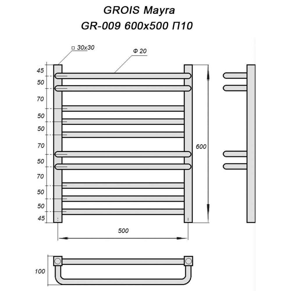 Grois полотенцесушитель электрический подключение Полотенцесушитель электрический Grois Mayra GR-009 50x60 белый матовый - Сайт по