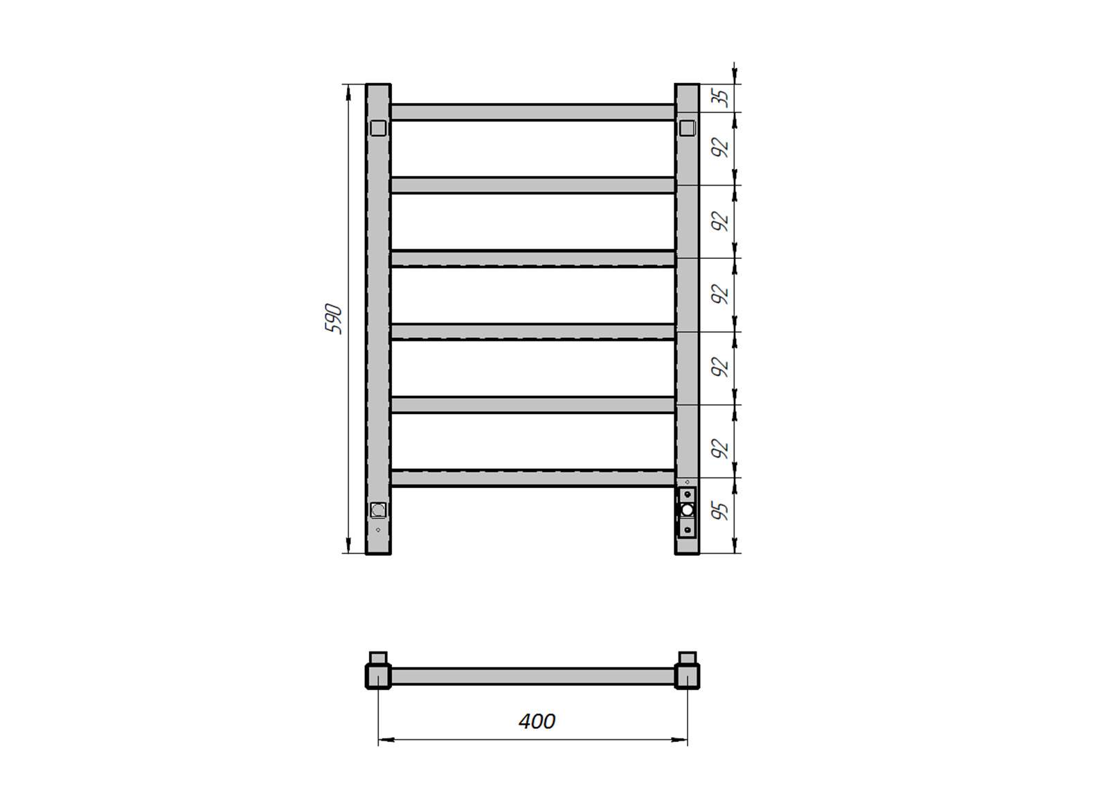 Grois полотенцесушитель электрический подключение Полотенцесушитель электрический Grois Alex GR-101 400х600мм белый матовый подклю