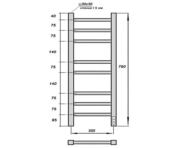 Grois полотенцесушитель электрический подключение Купить Полотенцесушитель GROIS ALEX 300х800 недорого