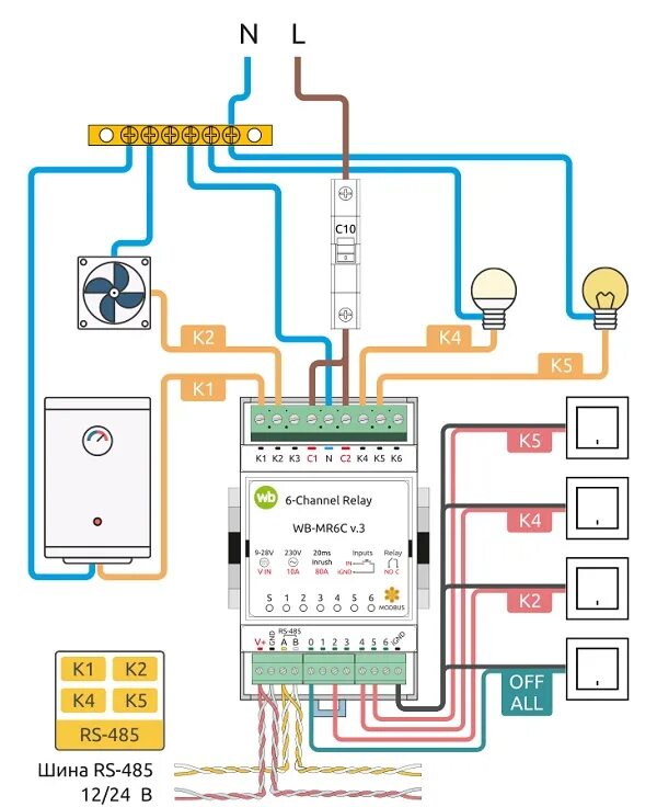 Grow 5000 подключение света Новый модуль реле Wirenboard WB-MR6C v.3 для умного дома и для электрики без умн
