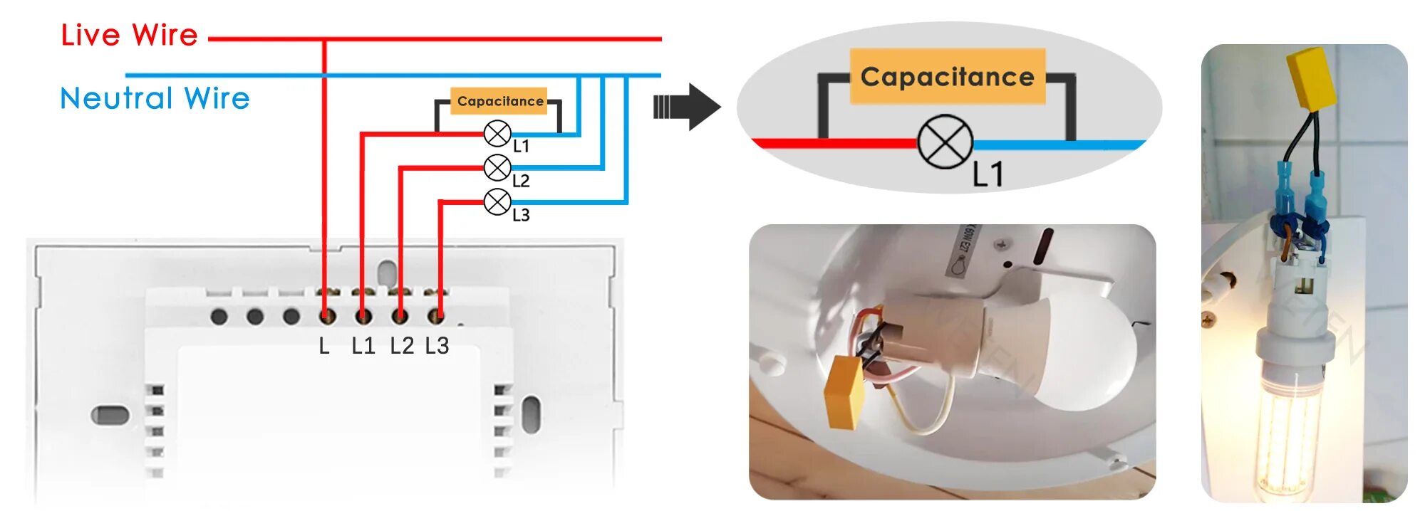 Grow 5000 подключение света Умный настенный выключатель Zigbee, не нейтральный, 433 РЧ, поддержка Tuya Hub, 