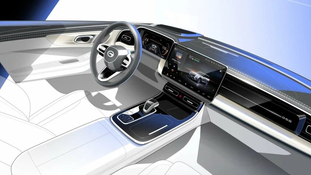 Gs 8 фото Рассекречен интерьер кроссовера GAC GS8 нового поколения с большим дисплеем