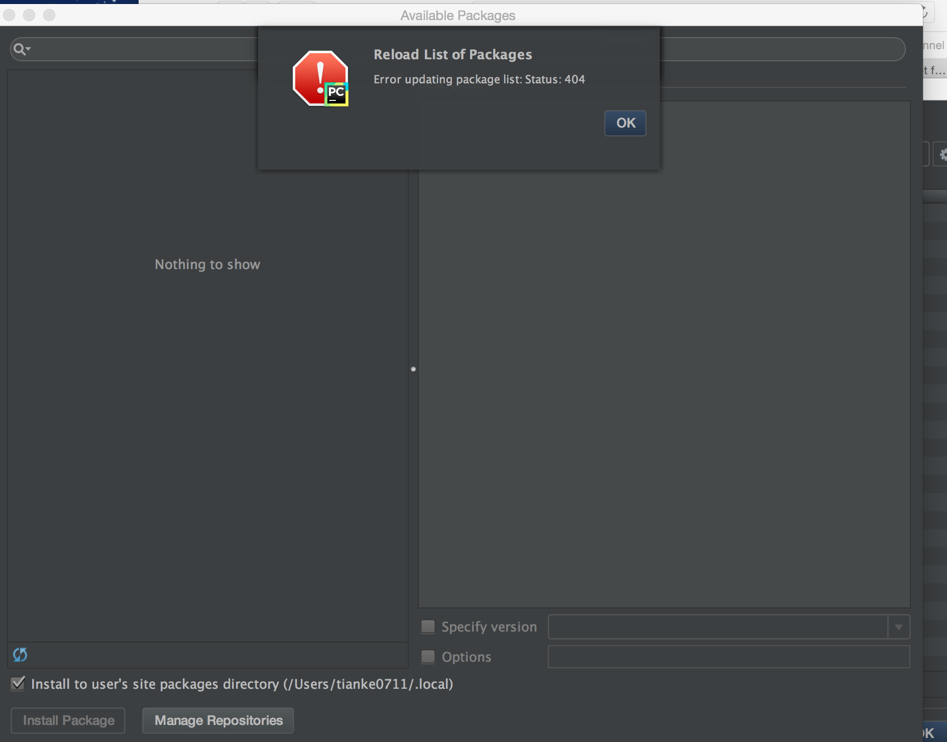 Guilded ошибка при подключении к голосовому Python: PyCharm displays package list error with 403 code