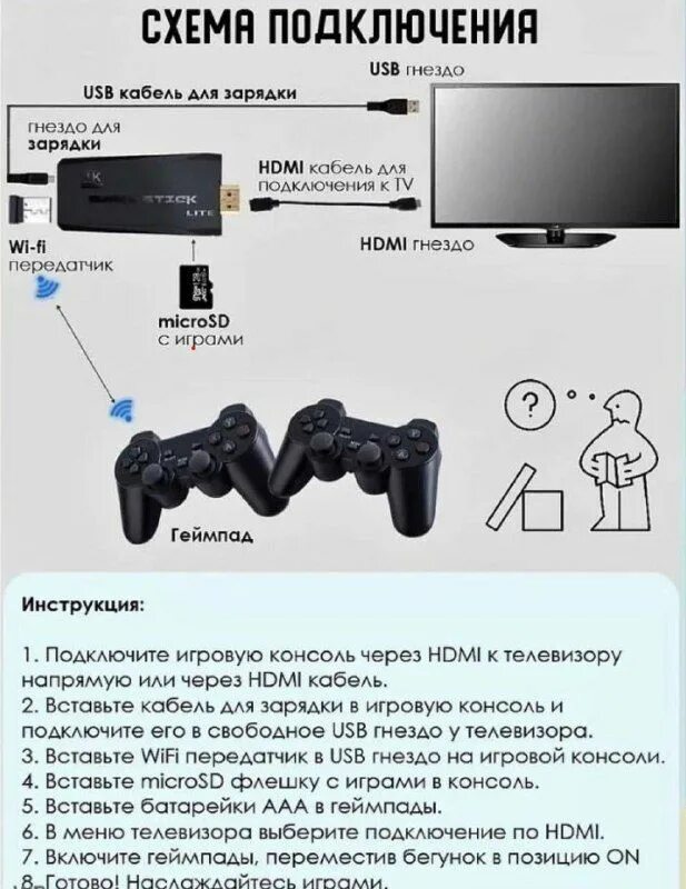 Gx max игровая приставка как подключить контролер 4K HD Игровая консоль / двойной беспроводной контроллер для Dendy / 10000 игр - 