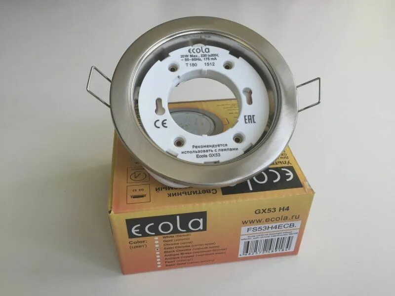Gx53 xx 2 6w ecola электрическая схема Светильник точечный GX53 Ecola Н4 106х38 встраиваемый сатин-хром - купить в Перм