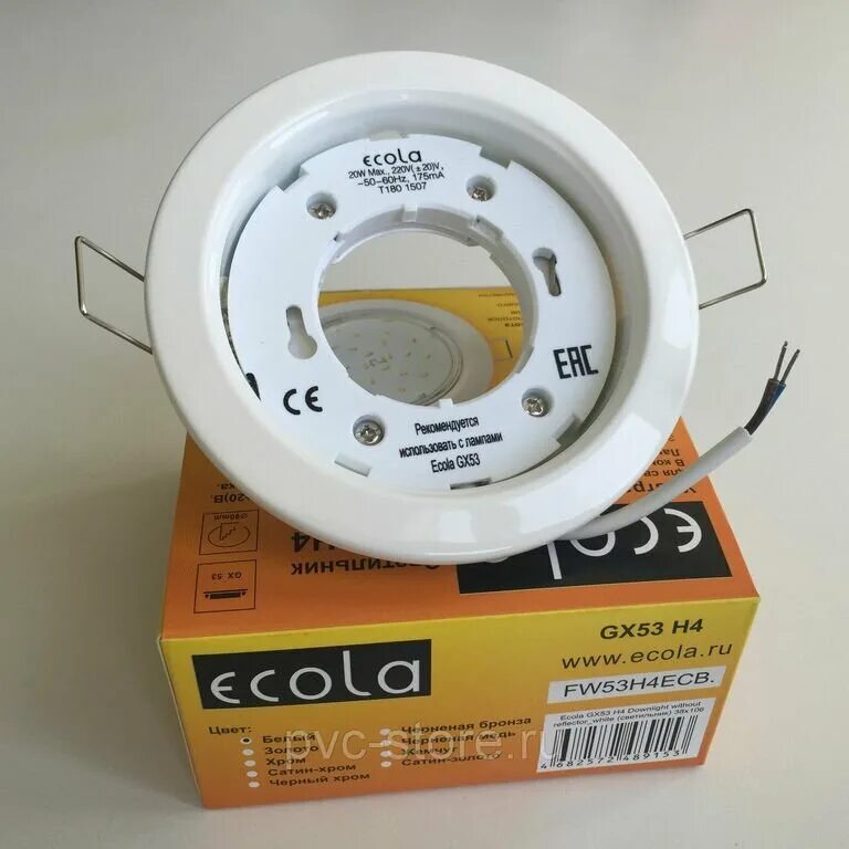 Gx53 xx 2 6w ecola электрическая схема Светильник Ecola FW53H4ECB, GX53, 20 Вт, нейтральный белый, цвет плафона: белый 