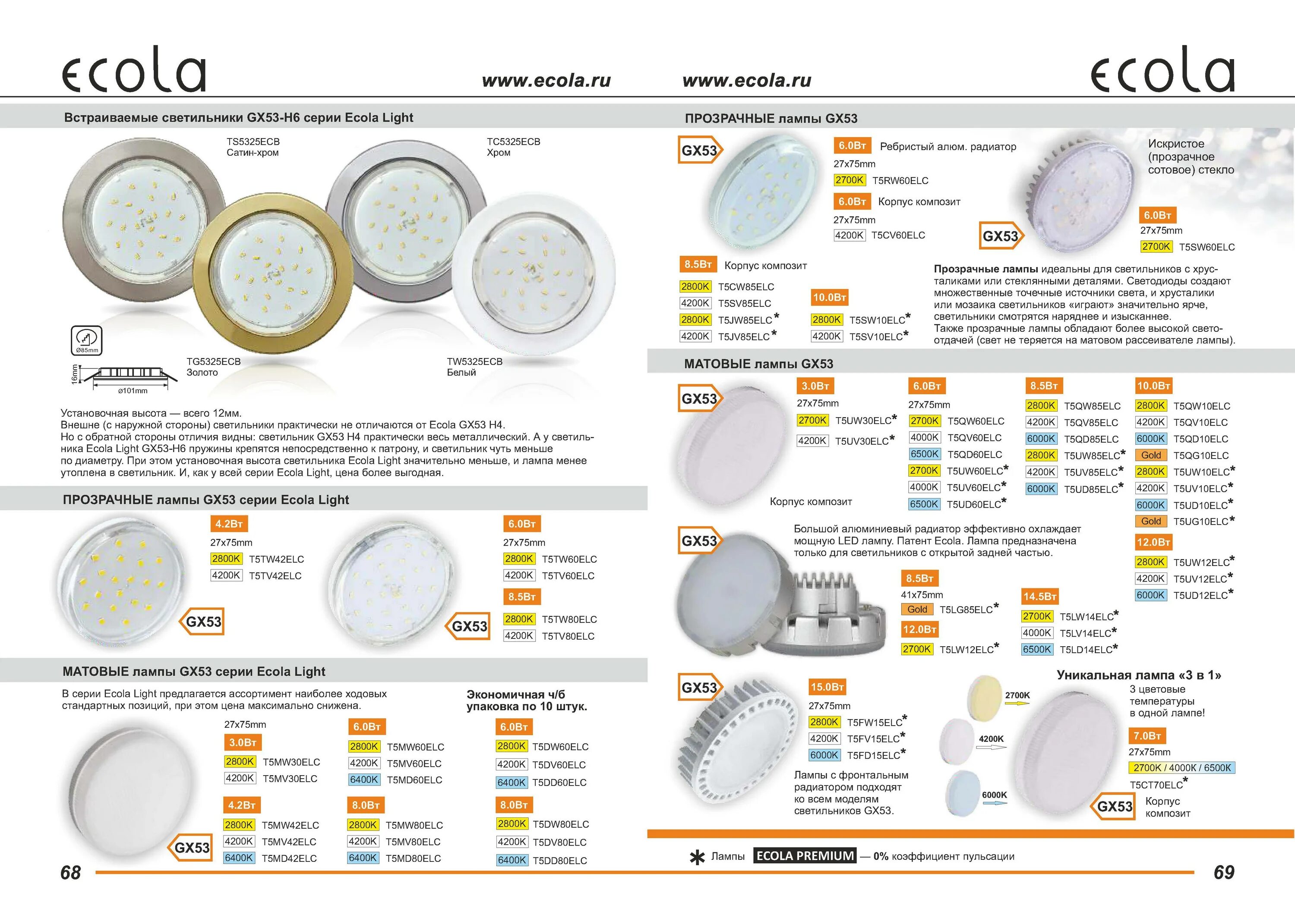 Gx53 xx 2 6w ecola электрическая схема Обзор линейки светодиодных ламп Ecola (Экола)