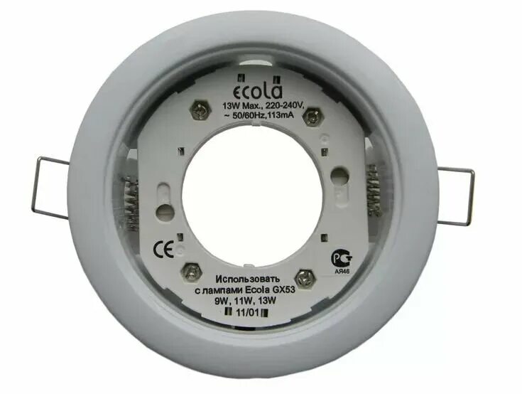 Gx53 xx 2 6w ecola электрическая схема Светильник встраиваемый ECOLA GX53 H4 потолочный, белый цвет, 10 штук, для натяж