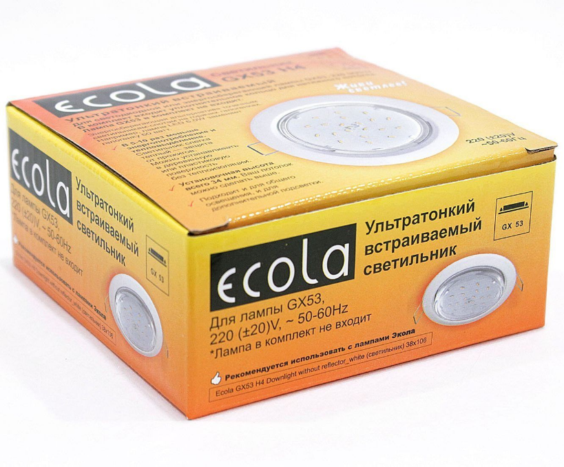 Gx53 xx 2 6w ecola электрическая схема Светильник Ecola FW53H4ECB, GX53, 20 Вт, нейтральный белый, цвет арматуры: белый